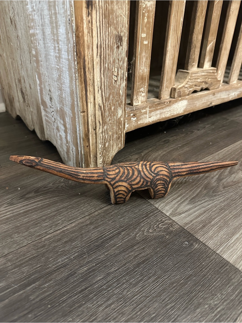 Vintage Australian Aboriginal Art Mulga Wood Carving Monitor Lizard 16”